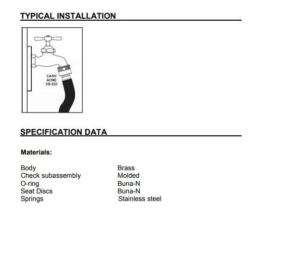 Cash Acme 19600-0000LF Vacuum Breaker 3/4 Inch Lead Free Brass