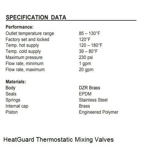 Cash Acme 24506 HG110-D 1/2" Thermostatic Mixing Valve w/Barb Connections and Integral Checks