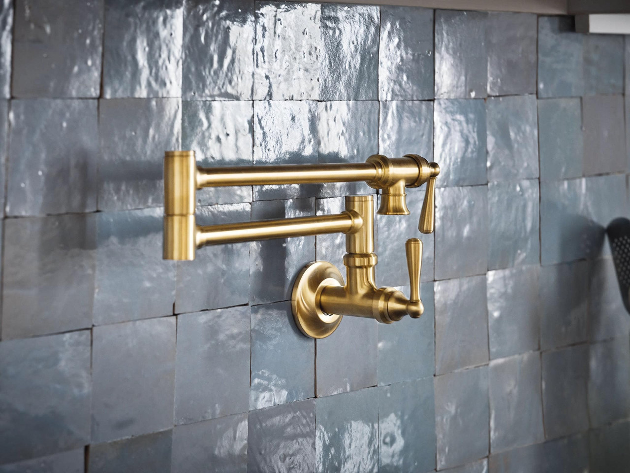 Moen Traditional Pot Filler Wall Mount Pot Filler Faucet in Brushed Gold - S664BG