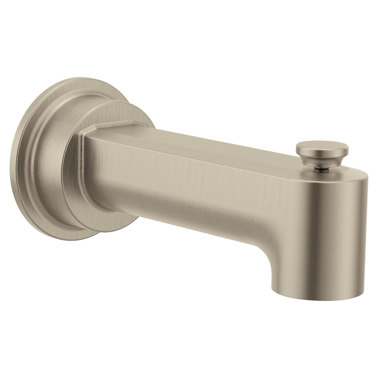 Moen Greenfield Bathroom 1/2 Inch Slip Fit Connection Diverter Tub Spout in Brushed Nickel - 4325BN