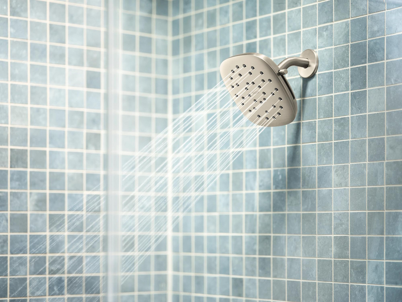 Moen Verso Eco Performance Infiniti Dial Square Rain Shower Head 7 Inch Diameter Spray Head in Brushed Nickel - 220R5EPBN