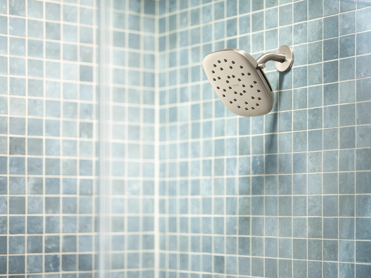 Moen Verso Eco Performance Infiniti Dial Square Rain Shower Head 7 Inch Diameter Spray Head in Brushed Nickel - 220R5EPBN