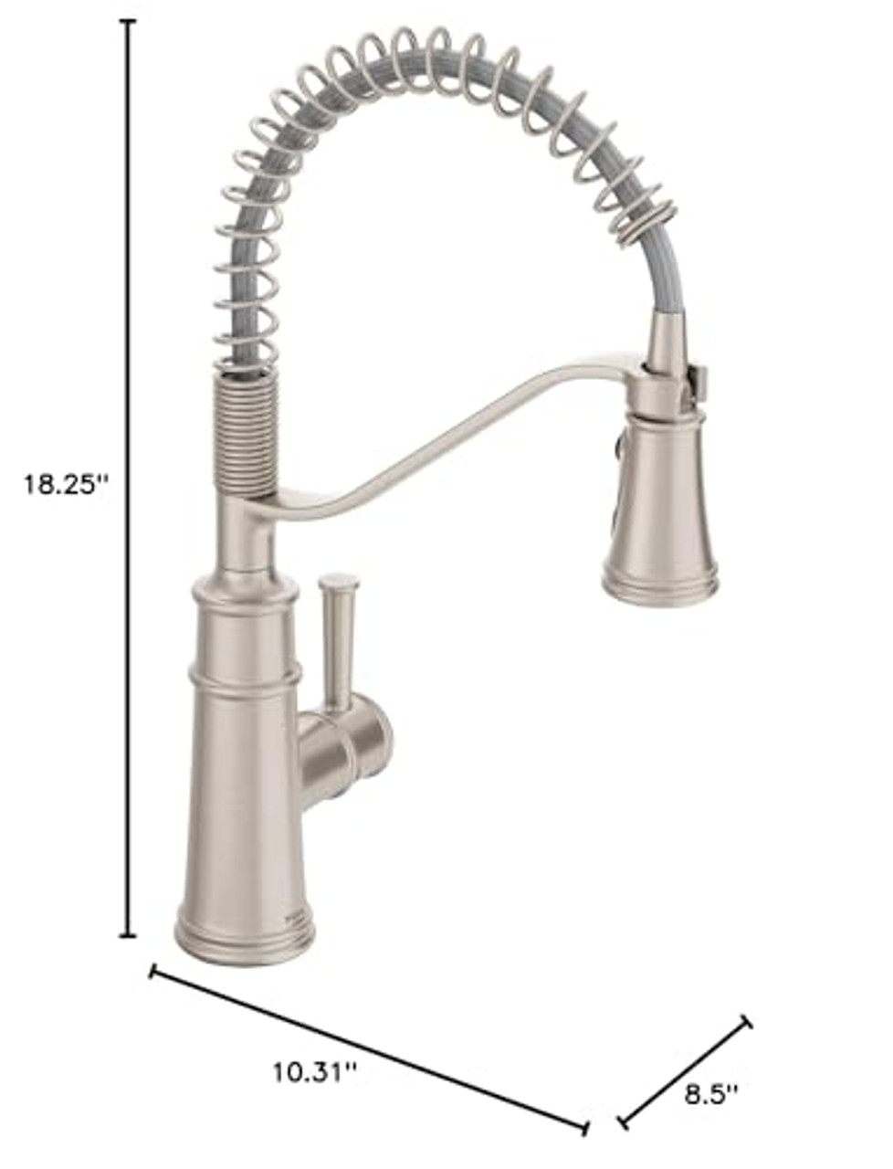 Moen Belfield Stainless Kitchen Faucet Modern Spring Kitchen Faucet with Power Boost Pre Rinse One Handle Easy Installation Spot Resist Finish in Spot Resist Stainless - 5927SRS