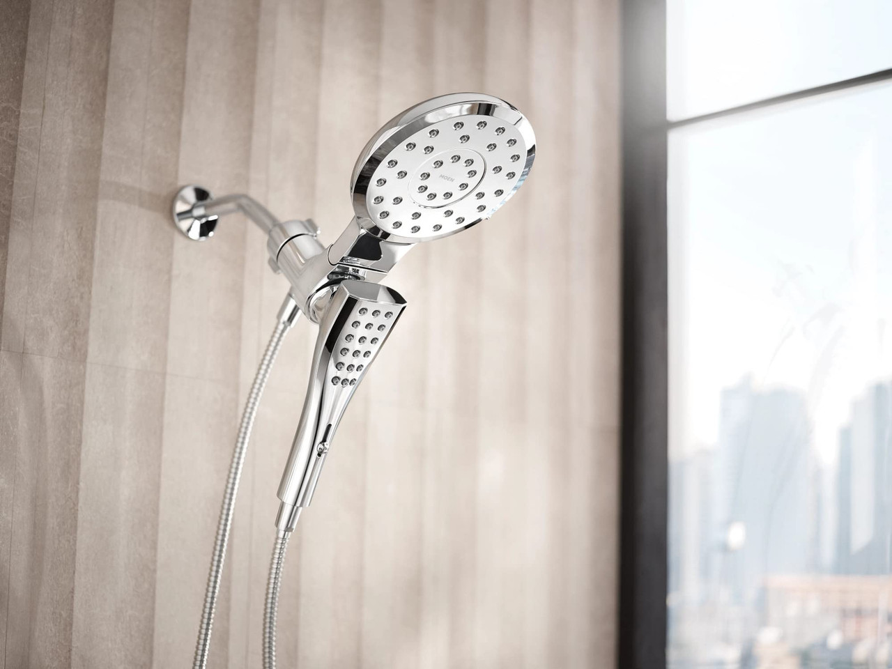 Moen Verso Eight Function 7" Diameter Spray Head Standard With Handshower with Eco Performance 72" Hose in Chrome - 220C3EP