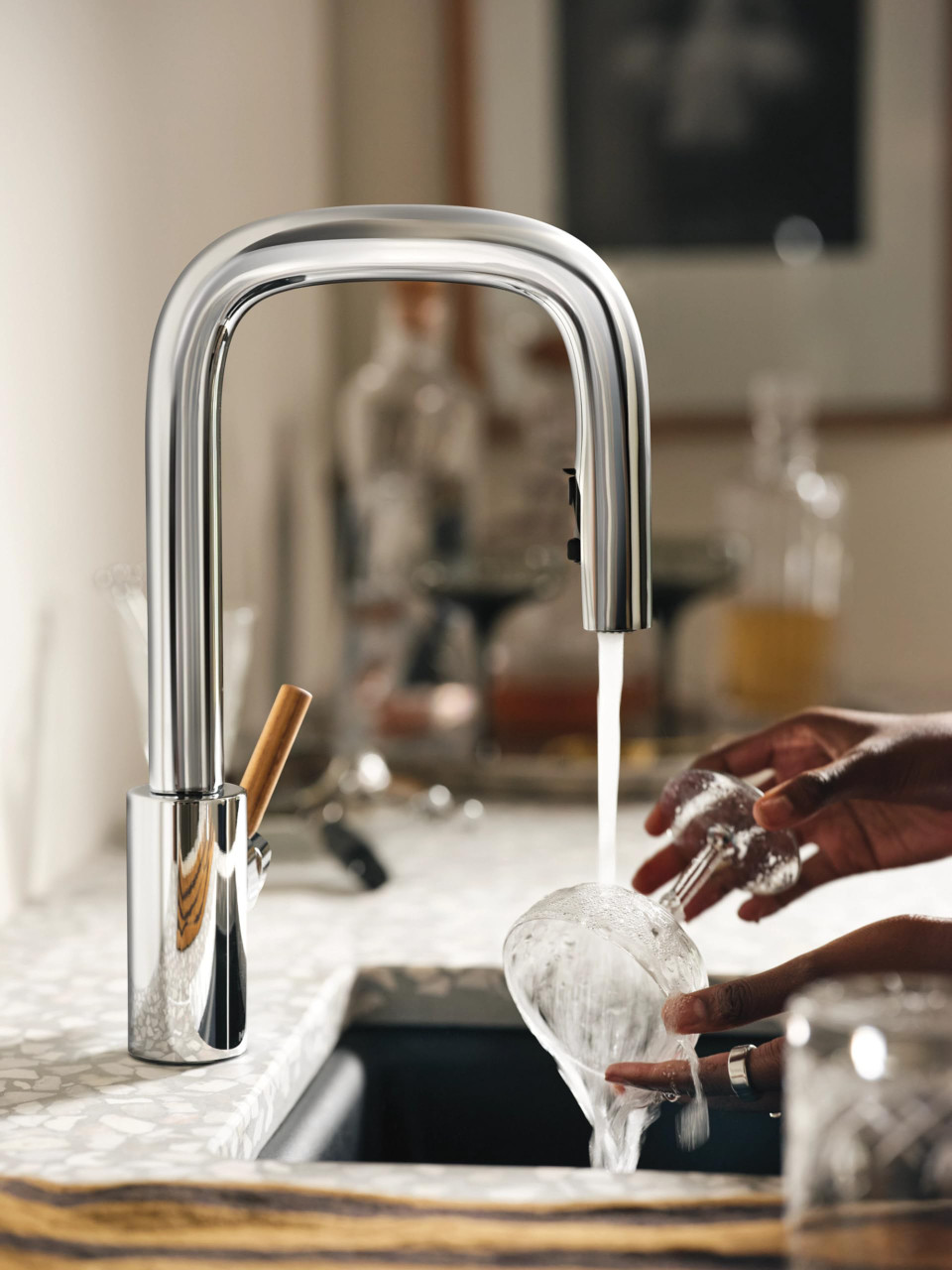 Moen Tenon One Handle Modern Bar Pulldown Faucet in Chrome - S64001