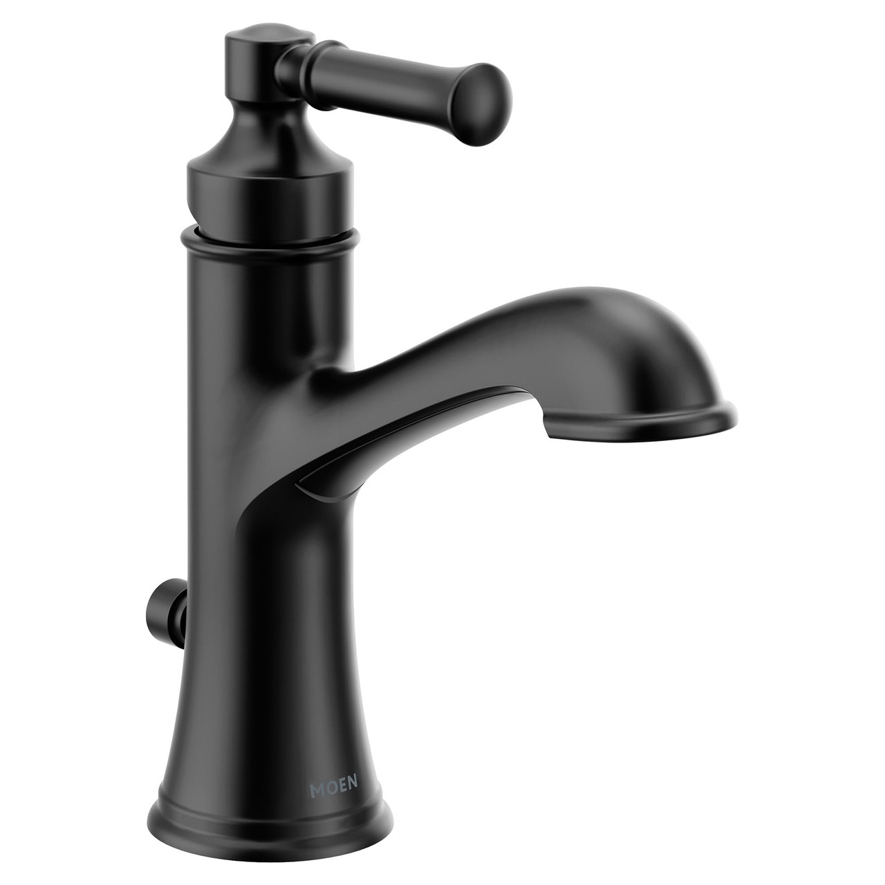 Moen Dartmoor Single Handle Bathroom Sink Faucet with Optional Deckplate in Matte Black - 6803BL