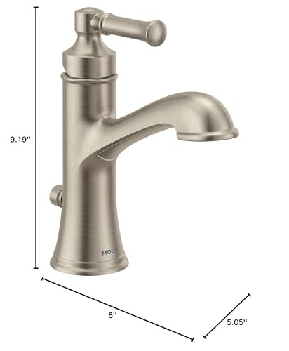 Moen Dartmoor Single Handle Bathroom Sink Faucet with Optional Deckplate 1 Count Pack of 1 in Brushed Nickel - 6803BN