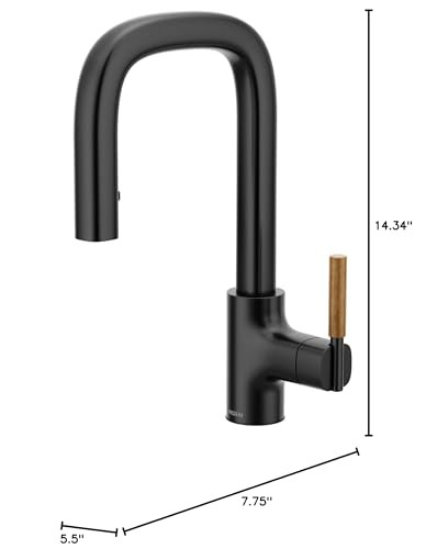 Moen Tenon One Handle Modern Bar Pulldown Faucet in Matte Black - S64001BL