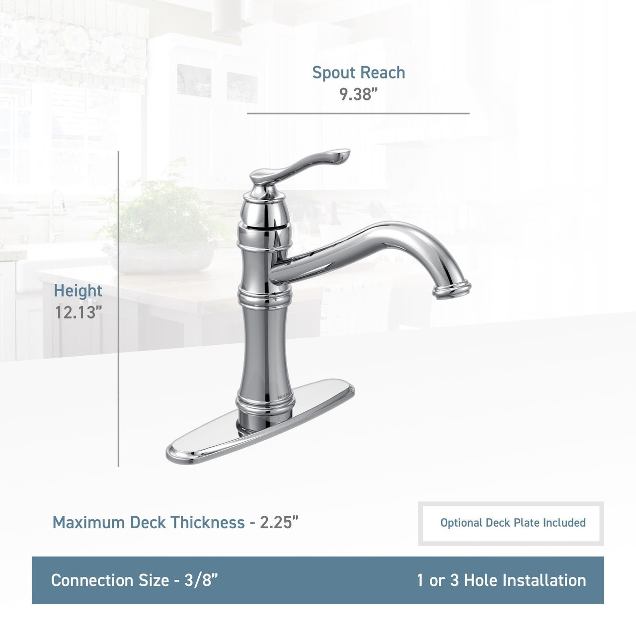 Moen Belfield Traditional One Handle High Arc Kitchen Faucet with Optional Deckplate Included in Oil Rubbed Bronze - 7240ORB