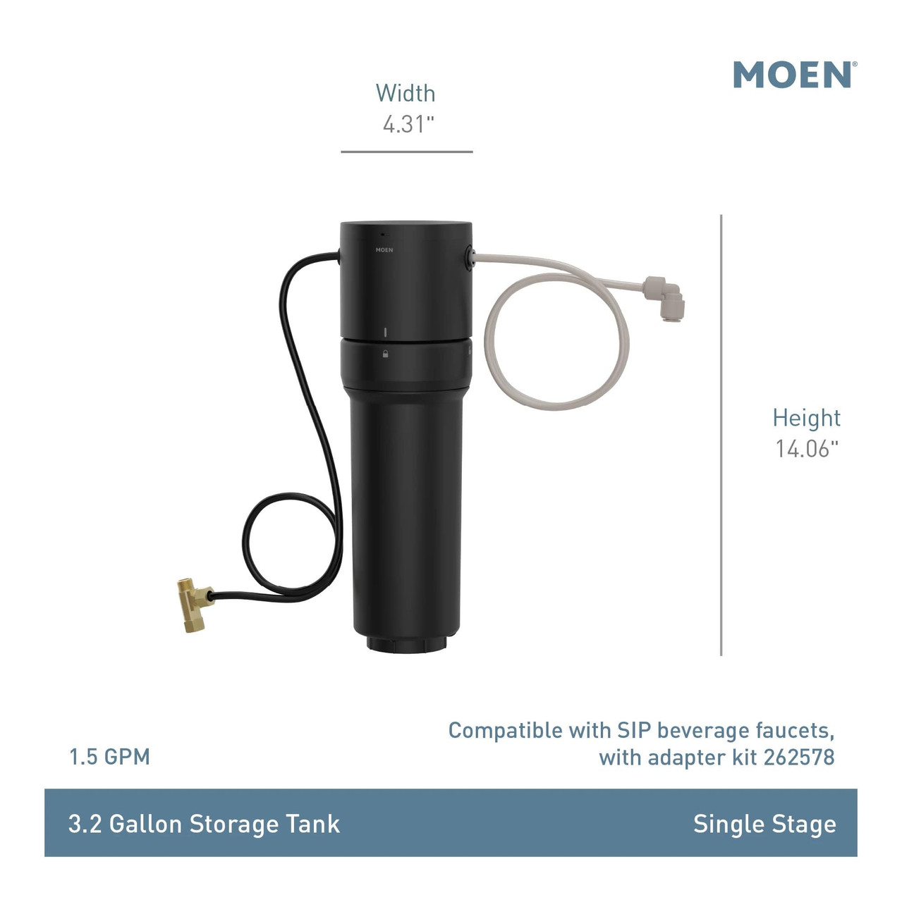 Moen Single Stage Under Sink Advanced Water Filtration System in Chrome - F9800