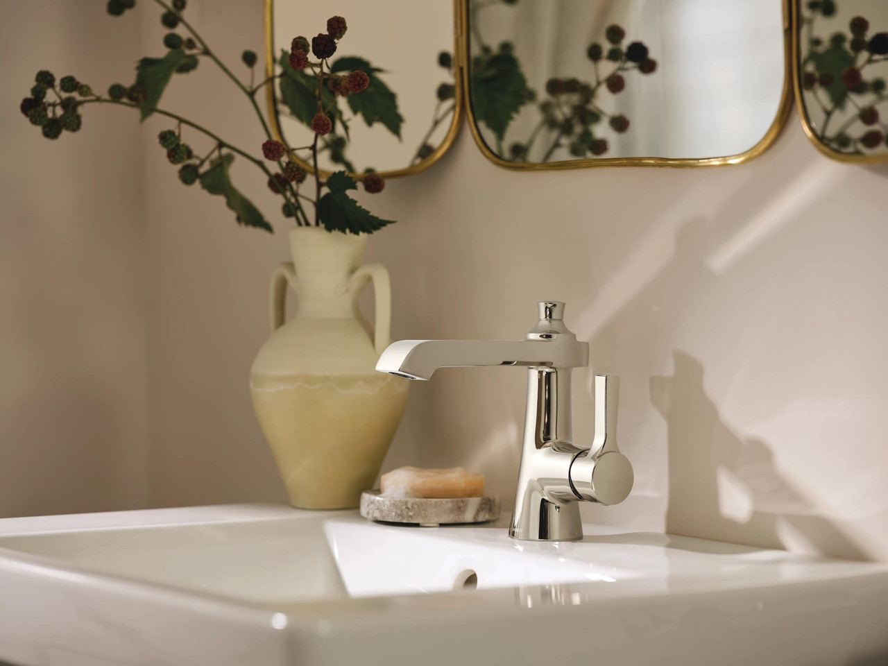 Moen Flara Polished Motionsense Wave Touchless Single Handle Bathroom Sink Faucet in Polished Nickel - S6981EWNL