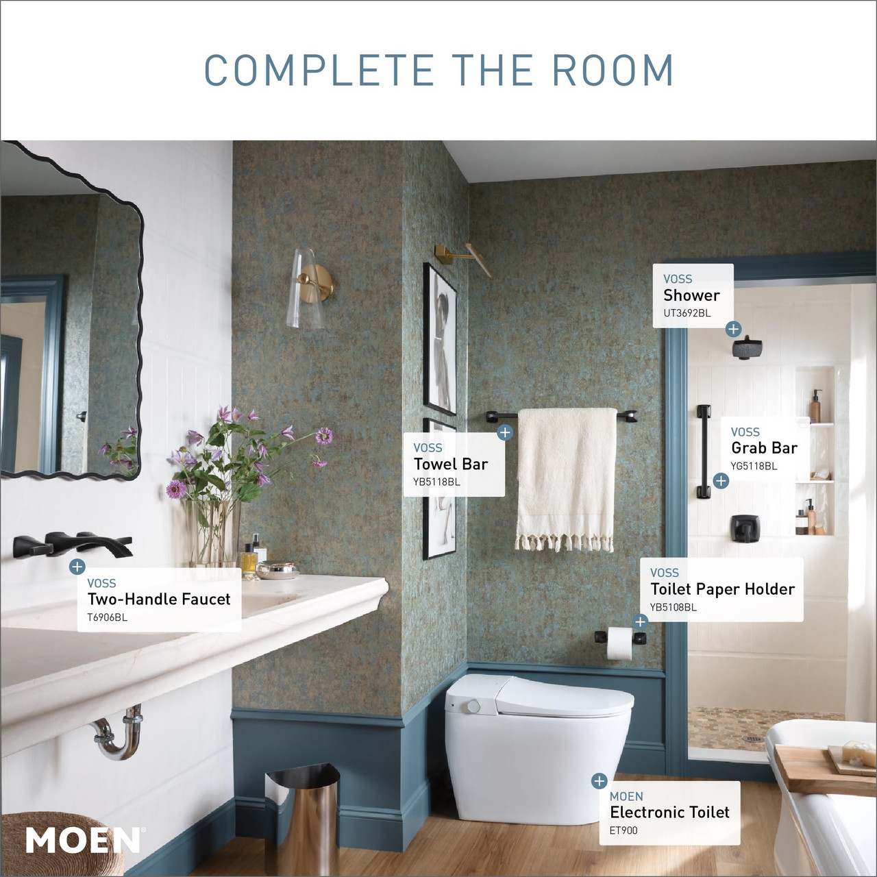 Moen Voss M CORE 3 Series 1 Handle Shower Trim Kit in Matte Black - UT3692BL