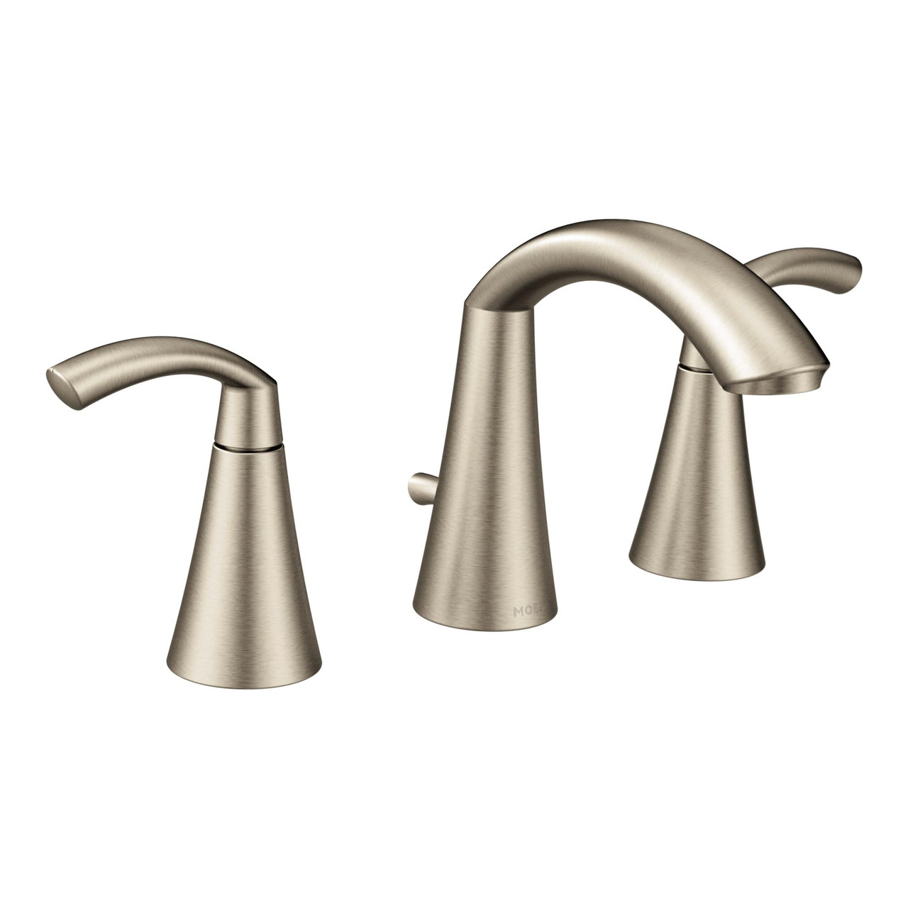 Moen Glyde Two Handle High Arc Widespread Bathroom Sink Faucet for 3 Hole Setups with Valve Included in Brushed Nickel - TV6173BN