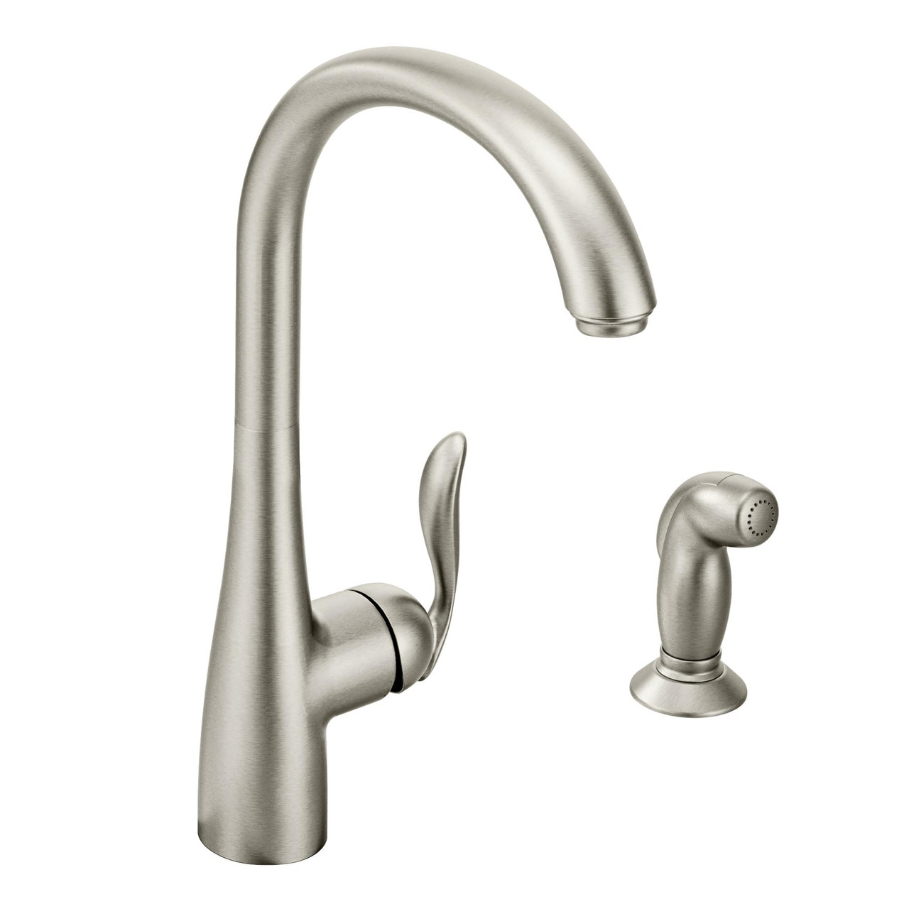 Moen Arbor Spot Resist Stainless One Handle High Arc Kitchen Faucet with Side Spray in Spot Resist Stainless - 7790SRS