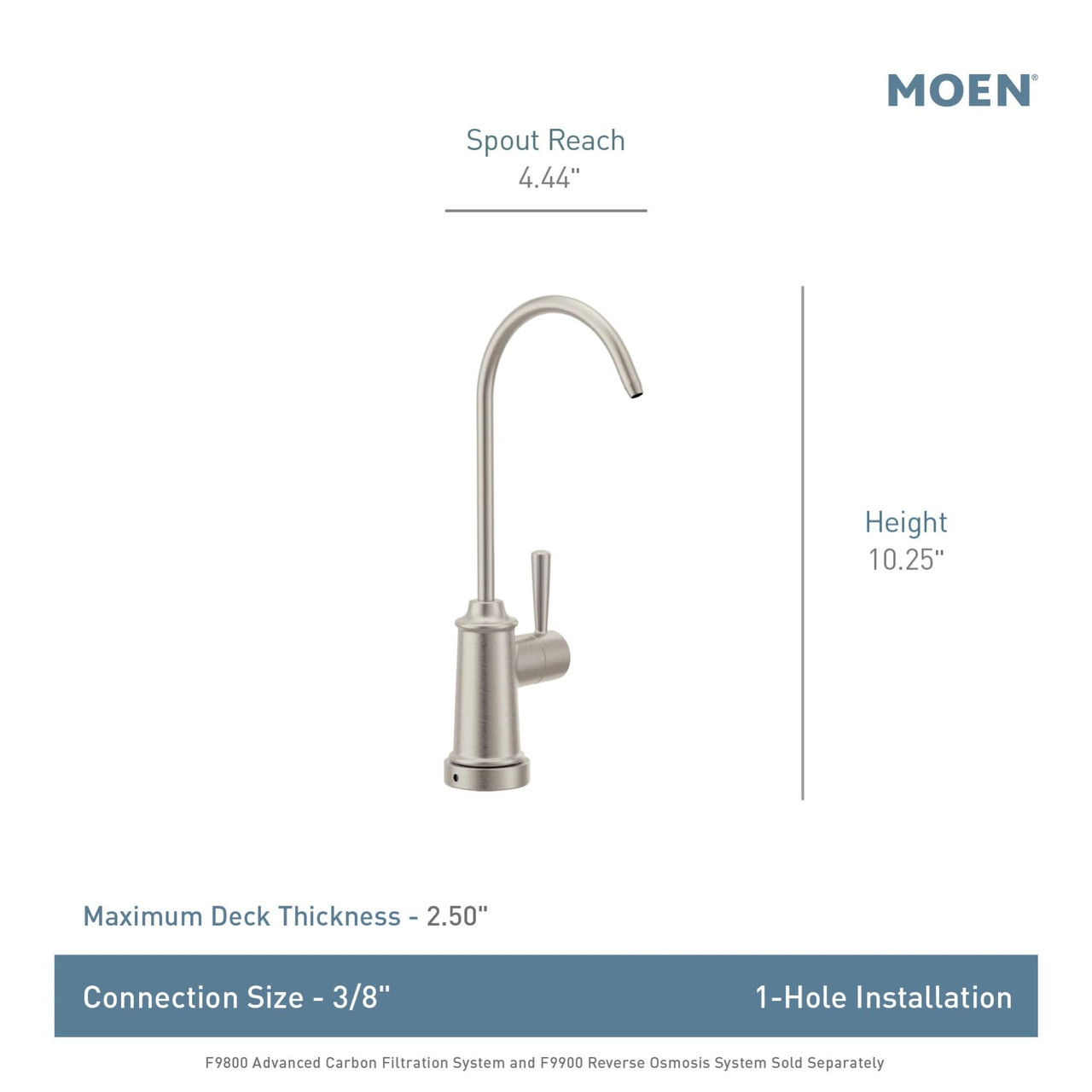 Moen Sip Traditional Drinking Water Beverage Faucet with Optional Filtration System in Matte Black - F7600BL