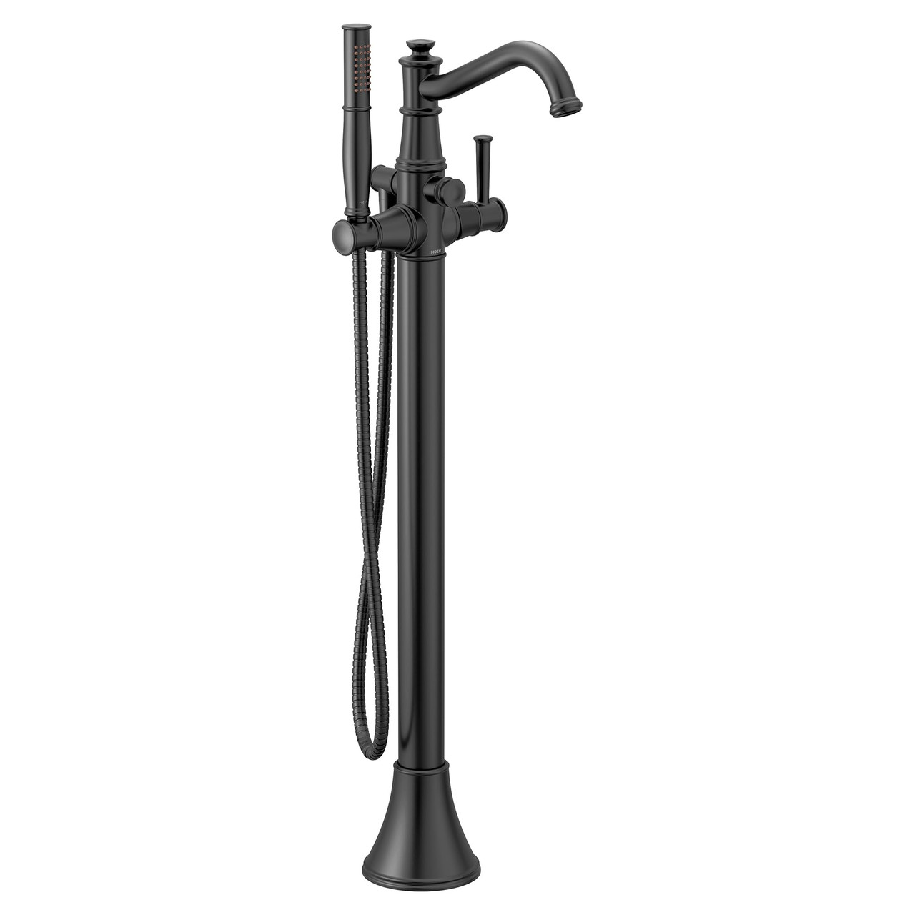 Moen Belfield One Handle Freestanding Floor Mount Tub Filler with Handshower in Matte Black - 9025BL