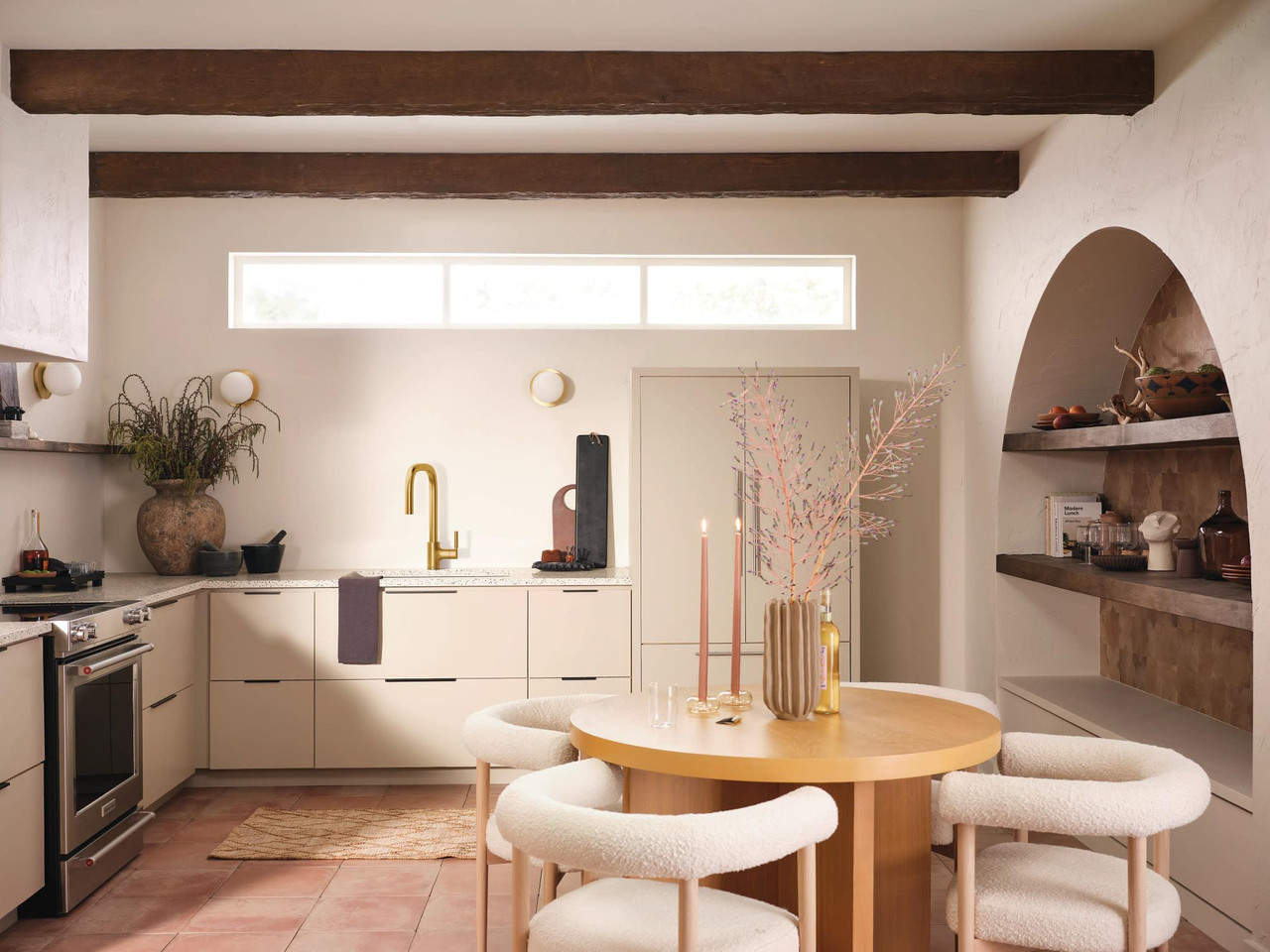 Moen Tenon One Handle Modern Kitchen Pulldown Faucet with Reflex and PowerBoost Spray Technology Accent Handle Included for Customizing in Brushed Gold - S74001BG