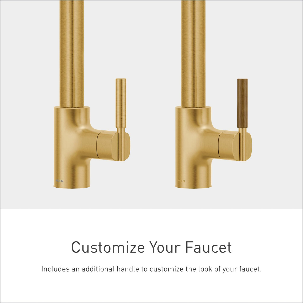Moen Tenon One Handle Modern Kitchen Pulldown Faucet with Reflex and PowerBoost Spray Technology Accent Handle Included for Customizing in Brushed Gold - S74001BG