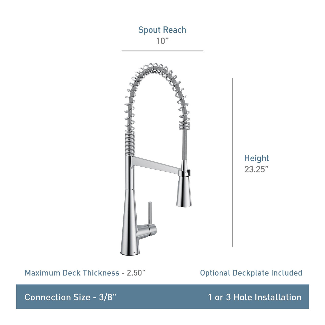 Moen Sleek Stainless One Handle High Arc Pulldown Kitchen Faucet Modern Spring Kitchen Sink Faucet with Power Boost Pull Down Sprayer Head for Faster Clean in Black Stainless - 5925BLS