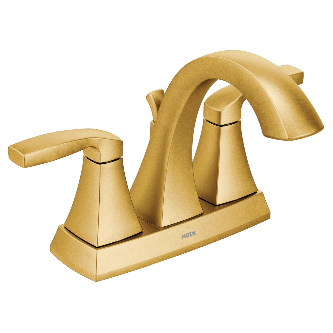 Moen Voss Transitional Two Handle High Arc Centerset Bathroom Faucet for 4 Inch 3 Hole Setup in Brushed Gold - 6901BG