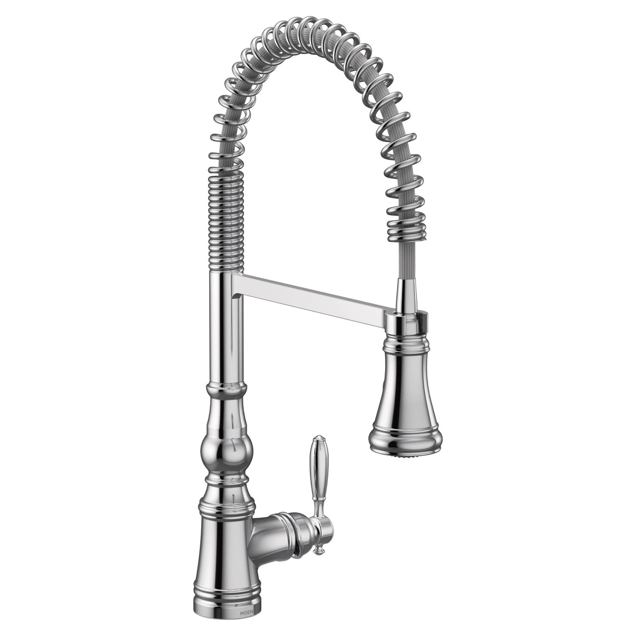 Moen Weymouth One Handle Spring Pulldown Kitchen Faucet with Power Boost for a Faster Clean Kitchen Faucet with Pull Down Sprayer for Bar RV Farmhouse in Chrome - S73104