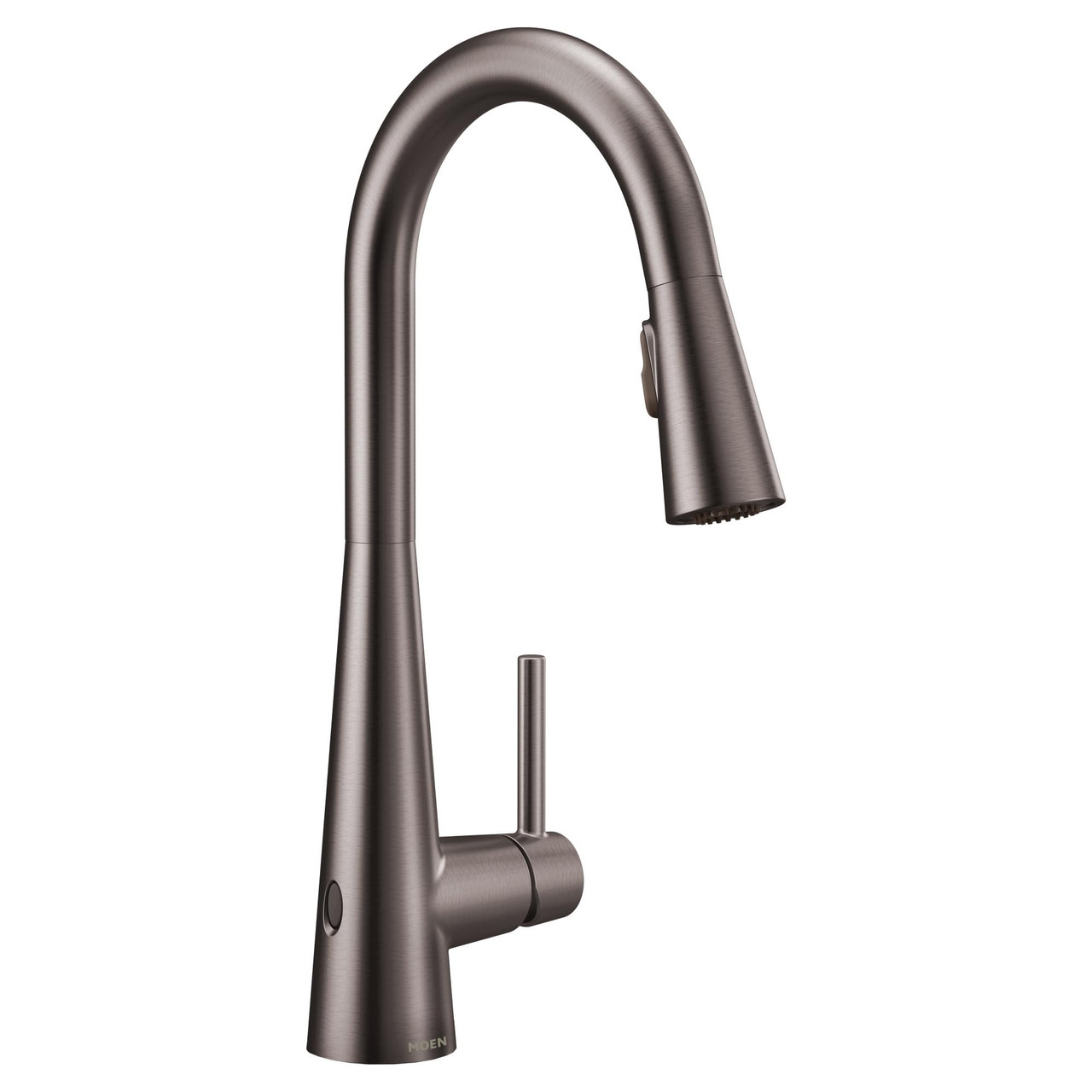 Moen Sleek Spot Resist Stainelss Motionsense Wave Sensor Touchless One Handle High Arc Pulldown Modern Kitchen Faucet Featuring Power Clean in Spot Resist Black Stainless - 7864EWBLS