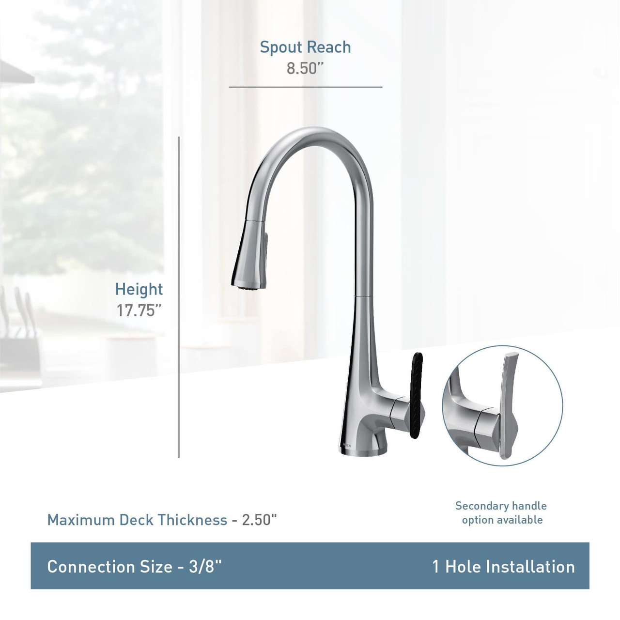 Moen Sinema Stainless Pulldown Kitchen Faucet with Power Boost and Reflex High Arc Modern Kitchen Faucet Easy Installation One Handle Accent for Customizing in Spot Resist Stainless - S7235SRS