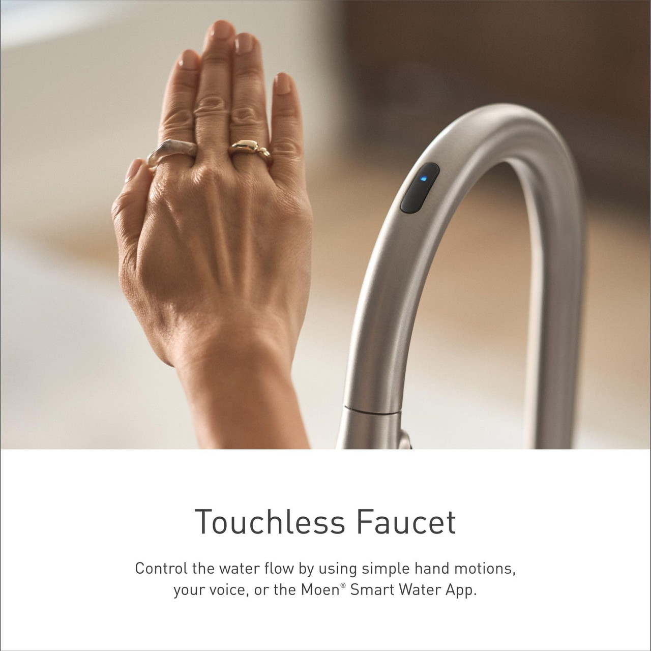 Moen Sleek Smart Faucet Touchless Pull Down Sprayer Kitchen Faucet with Voice Control and Power Boost in Matte Black - 7864EVBL