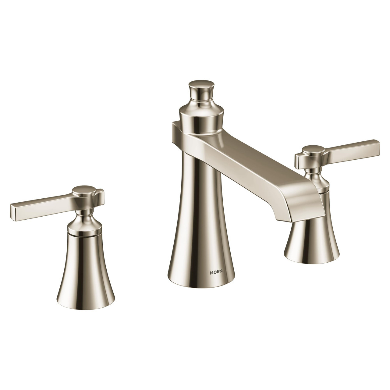 Moen Flara 2 Handle Deck Mount Lever Handle Roman Tub Faucet Trim Kit Polished in Polished Nickel - TS926NL