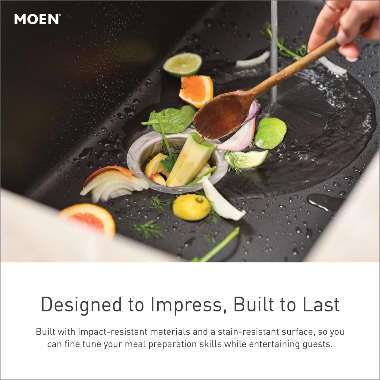 Moen Host Granite 33 Inch Wide x 9.5 Inch Deep Undermount Single Bowl Kitchen Sink in Matte Black - GGB4010B