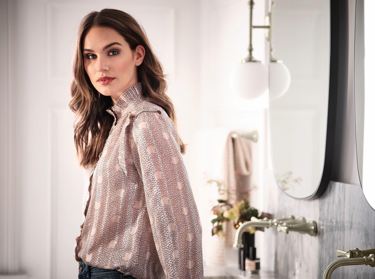 Moen Colinet Traditional Lever Handle Wall Mount Bathroom Faucet Trim in Brushed Nickel - TS44104BN