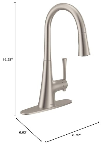 Moen Kurv Stainless Pulldown Kitchen Faucet Featuring Power Boost and Reflex Transitional Kitchen Faucet One Handle Easy Installation Spot Resist Finish in Spot Resist Stainless - 9126SRS