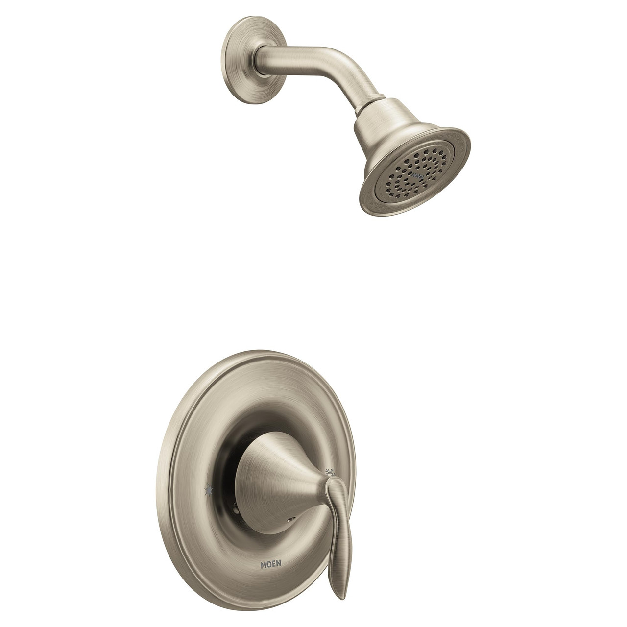 Moen One Handle Posi Temp Eco Performance Shower Trim Kit Featuring Showerhead and Shower Lever Handle in Brushed Nickel - T2132EPBN
