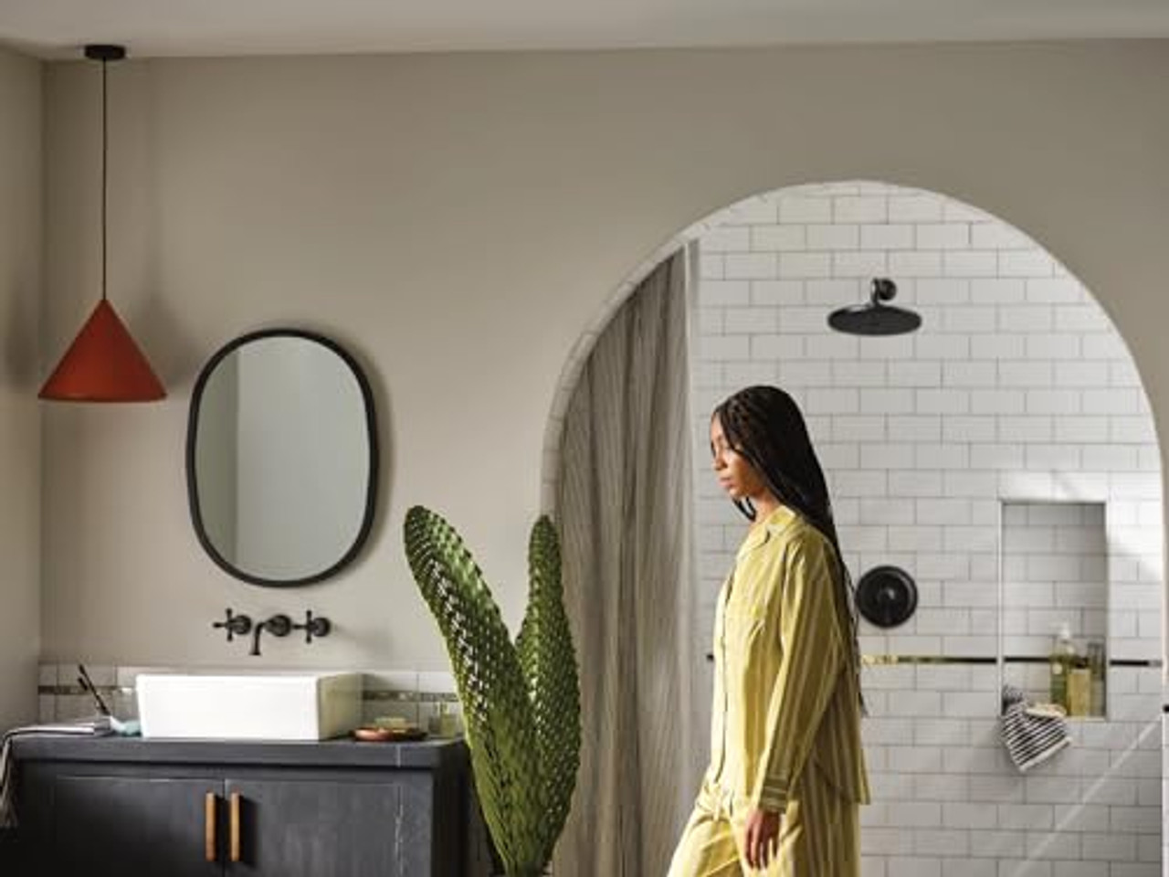 Moen Colinet Traditional Cross Handle Wall Mount Bathroom Faucet Trim in Matte Black - TS44105BL