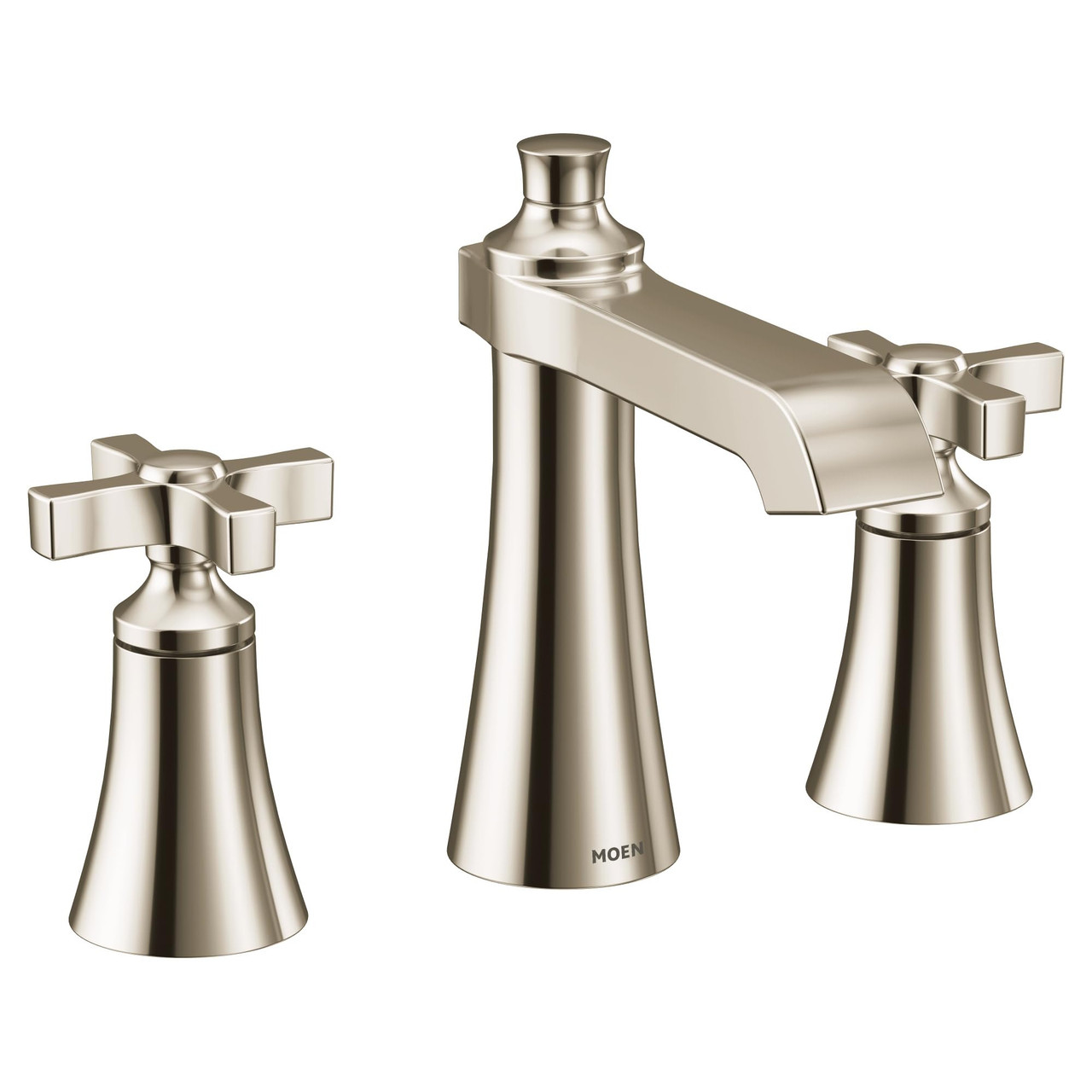 Moen Flara Two Handle 8 in. Widespread Cross Handle Bathroom Faucet Trim Kit Polished in Polished Nickel - TS6985NL