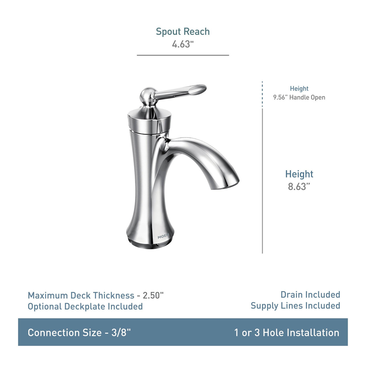 Moen Wynford One Handle High Arc Bathroom Faucet with Drain Assembly in Brushed Nickel - 4500BN