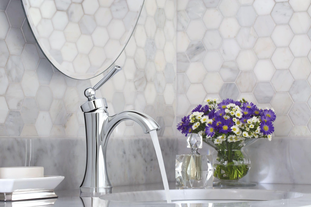 Moen Wynford One Handle High Arc Bathroom Faucet with Drain Assembly in Brushed Nickel - 4500BN