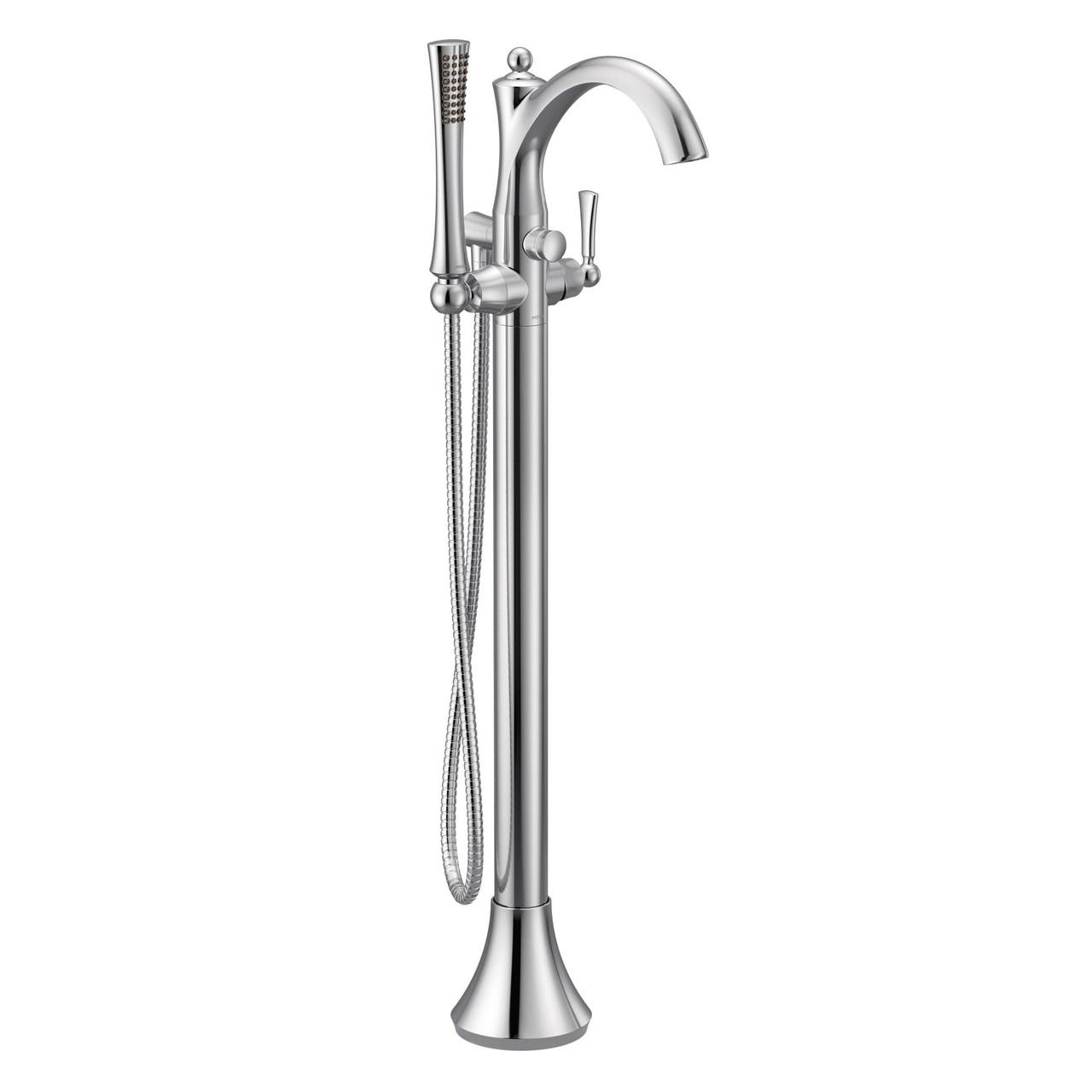 Moen Wynford 655 One Handle Freestanding Floor Mount Tub Filler with Handshower Includes Interchangeable Handle in Chrome - 655
