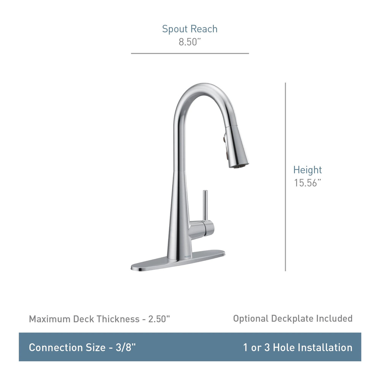 Moen Haelyn Stainless Kitchen Faucet Featuring Pulldown Sprayer with Power Boost for a Faster Clean Modern Kitchen Faucet Single Handle Easy Installation Spot Resist Finish in Matte Black - 7864BL