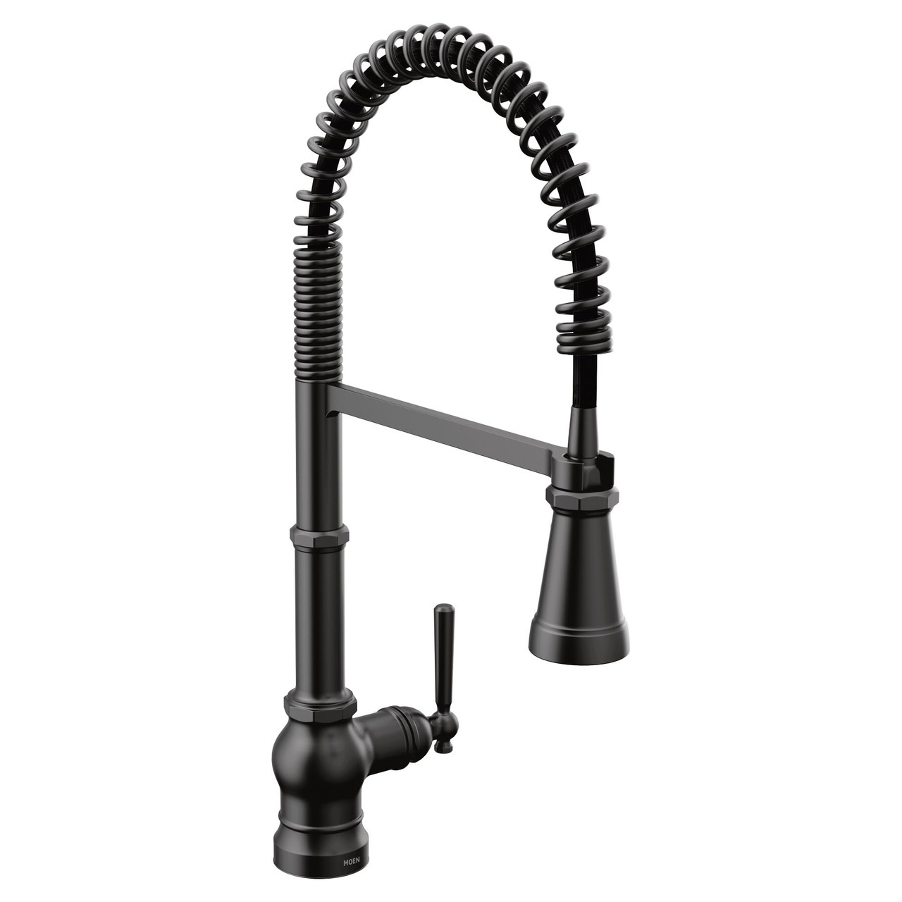 Moen Paterson One Handle Spring Pulldown Kitchen Faucet with Power Boost for a Faster Clean Kitchen Faucet with Pull Down Sprayer in Matte Black - S72103BL