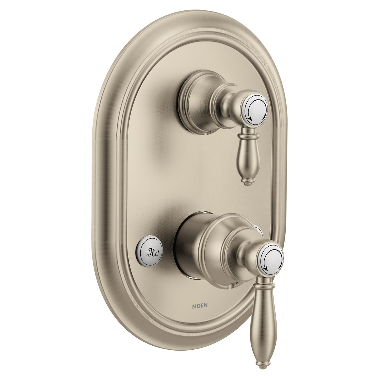Moen Weymouth M CORE 3 Series 2 Handle Shower Trim with Integrated Transfer Valve in Brushed Nickel - UTS4311BN
