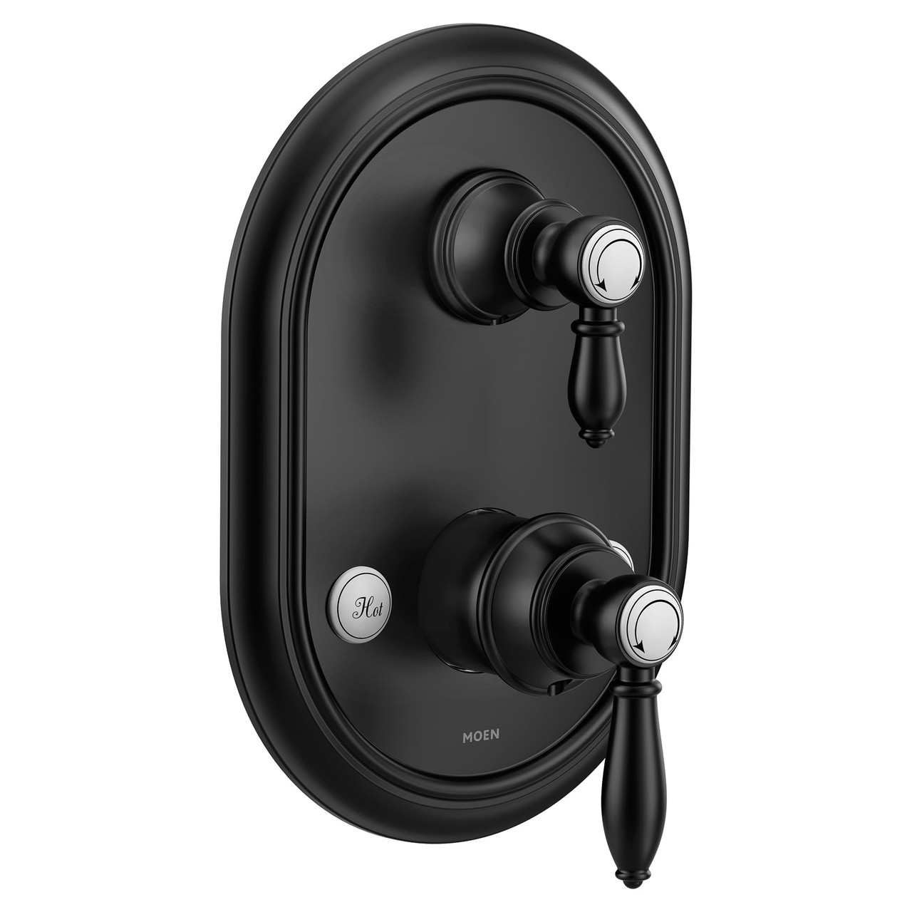 Moen Weymouth M CORE 3 Series 2 Handle Shower Trim with Integrated Transfer Valve in Matte Black - UTS4311BL