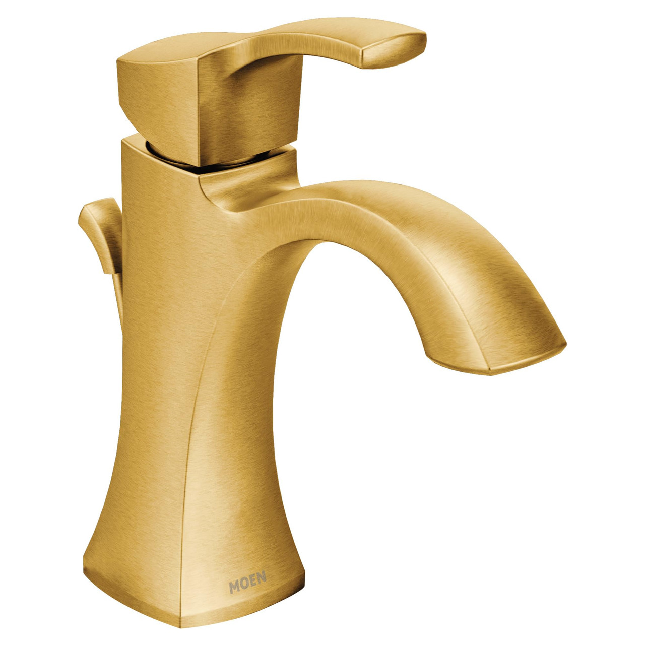 Moen Voss One Handle High Arc Bathroom Faucet with Drain Assembly for Single Hole Sink in Gold - 6903BG