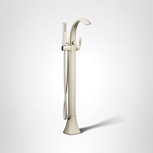 Moen Voss One Handle Freestanding Floor Mount Tub Filler Freestanding Bathtub Faucet with Handshower in Brushed Nickel - 695BN