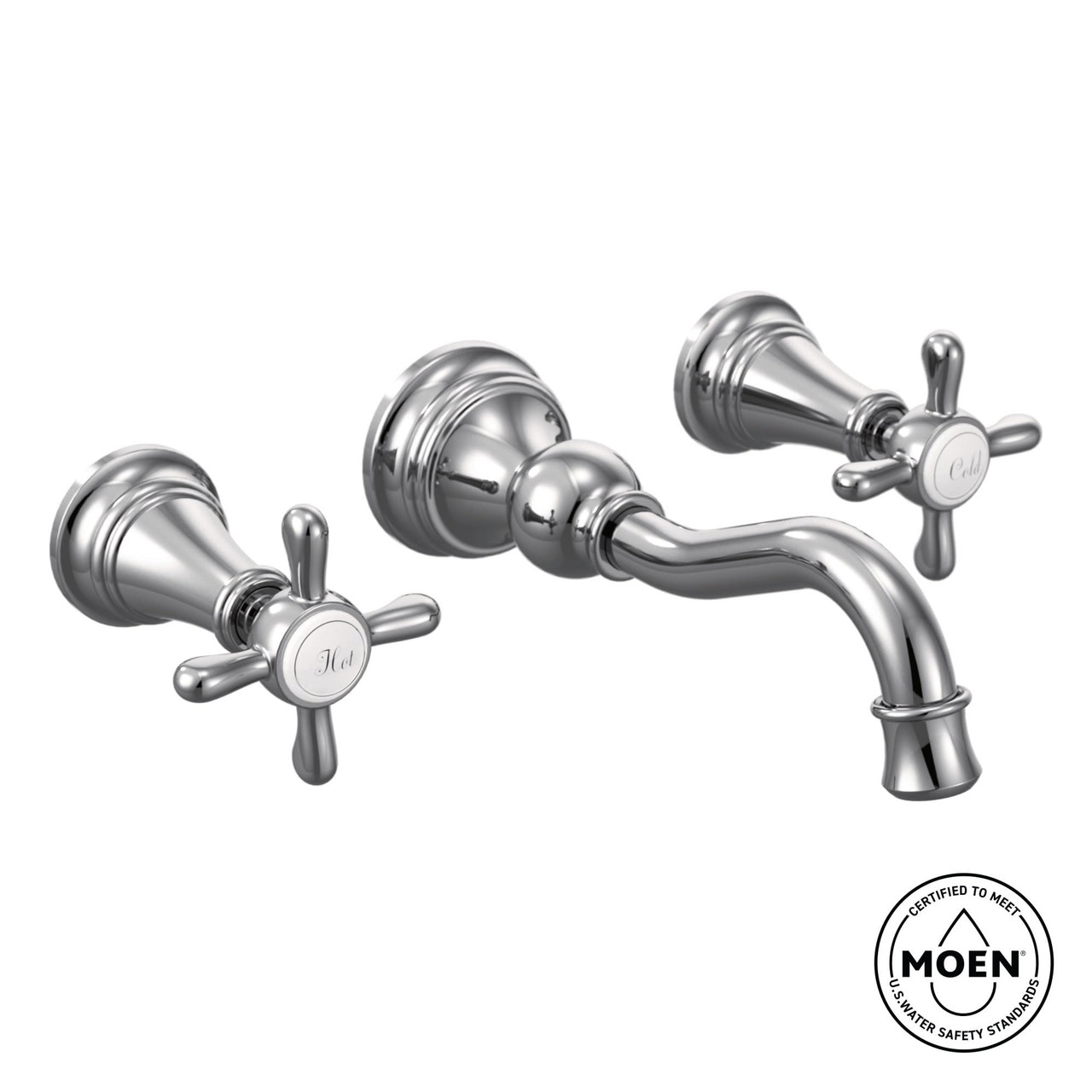 Moen Weymouth 2 Handle Wall Mount High Arc Bathroom Faucet Valve Sold Separately in Brushed Gold - TS42112BG