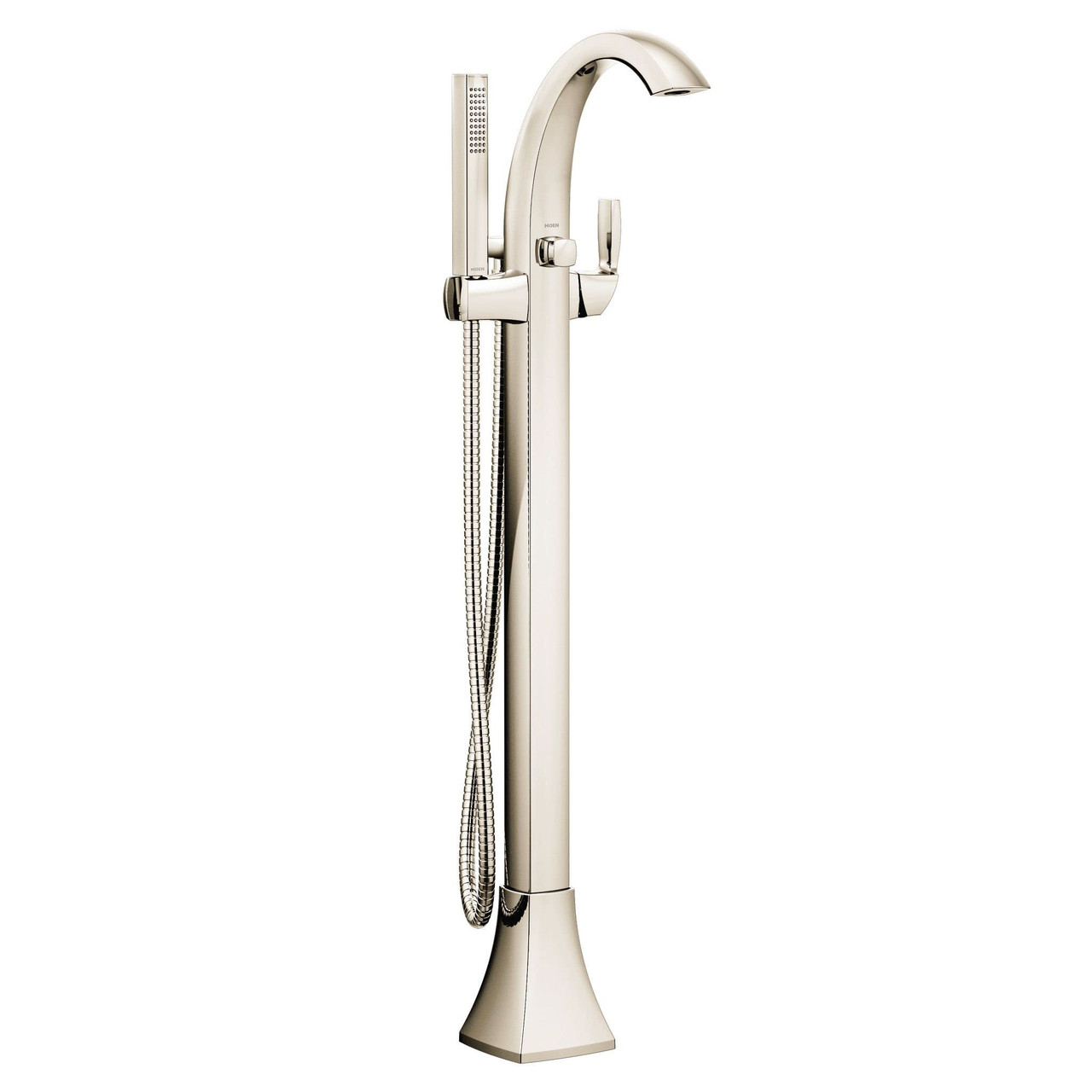 Moen Voss One Handle Freestanding Floor Mount Tub Filler with Handshower Polished in Polished Nickel - 695NL