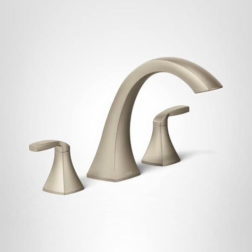 Moen Voss Two Handle Deck Mount Roman Tub Faucet Trim Kit 1/2 Inch in Nickel - T693BN