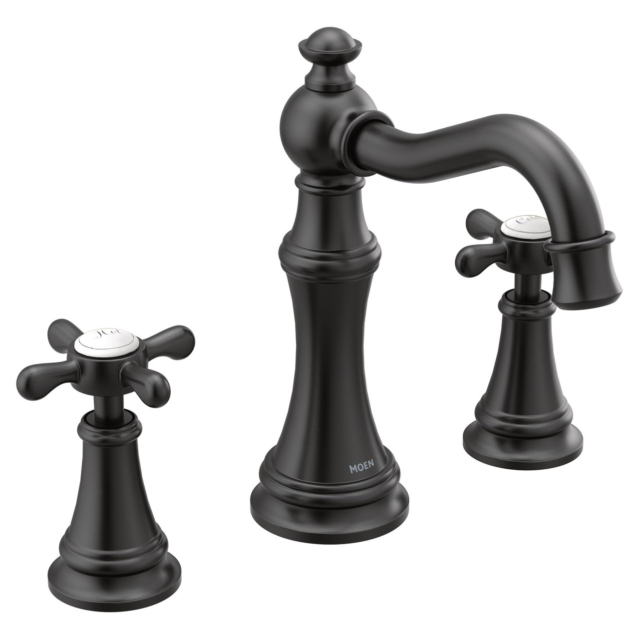 Moen Weymouth Two Handle Widespread Cross Handle Bathroom Faucet Trim Kit in Matte Black - TS42114BL