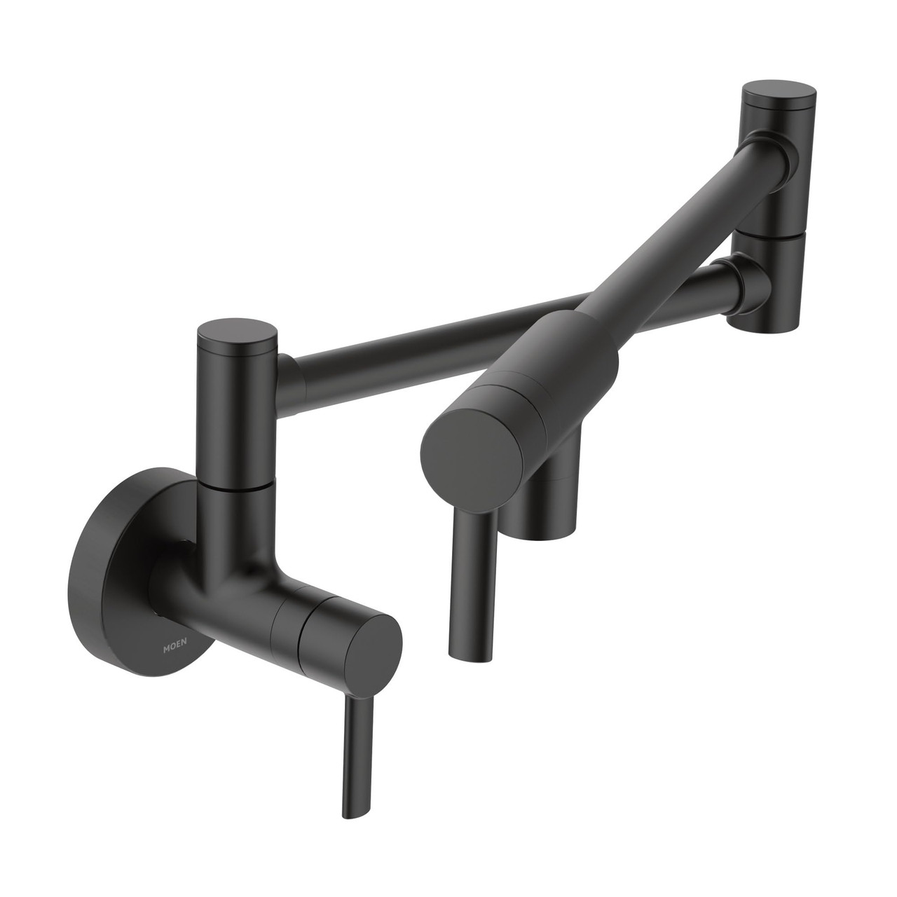Moen Modern Wall Mount Folding Swing Arm Pot Filler Double Jointed Kitchen Stove Faucet in Matte Black - S665BL