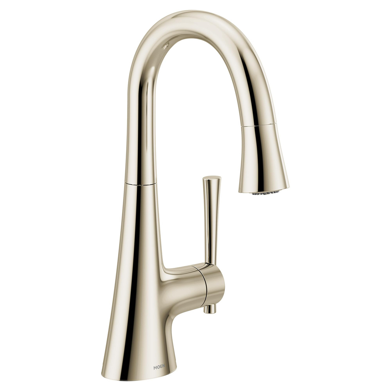 Moen Kurv Collection One Handle Pulldown Bar Faucet with Power Clean Featuring Reflex Polished in Polished Nickel - 6126NL